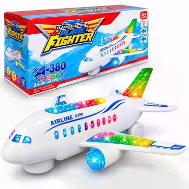 Imagem de Avião Eletrônico Musical Baby com Luzes Coloridas Música Recurso Bate 