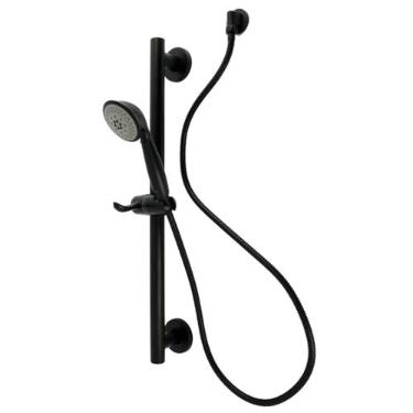 Imagem de Kingston Brass KAK2520E Feito para combinar com sistema deslizante/barra de apoio e chuveiro de mão, 14 cm (C) x 7-9/40.6 cm (L) x 27-1/20.3 cm (A), preto fosco