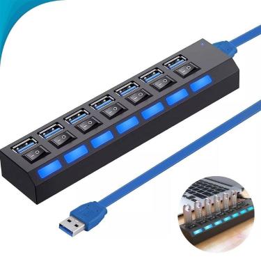 Imagem de Hub Usb 7 Portas Alta Velocidade Para Pc E Notebook - Atena