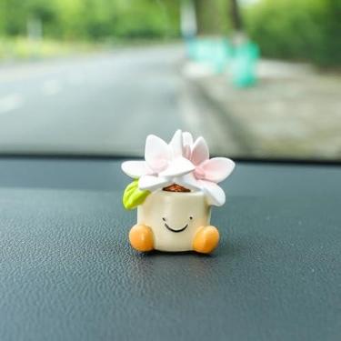 Imagem de Lindo vaso de flores para decoração de interiores de carro - para espelho retrovisor e painel de carro, decoração de anime para casa, jardim, escritório, ornamentos engraçados presentes