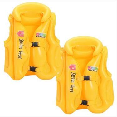 Imagem de Kit 2 Coletes Inflável Infantil Colorido Menino Menina Médio para prot