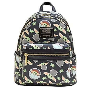 Imagem de Loungefly Bolsa feminina de ombro com al a dupla e estampa Star Wars Baby Yoda