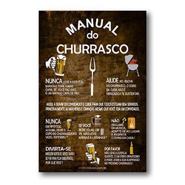 Imagem de Placa Decorativa Manual do Churrasco Mdf 40x60 cm
