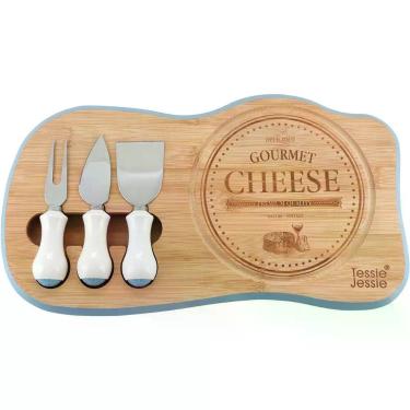 Imagem de Anetto Jg P/ Queijo 2X39X22Cm Madeira Azul 4Pç