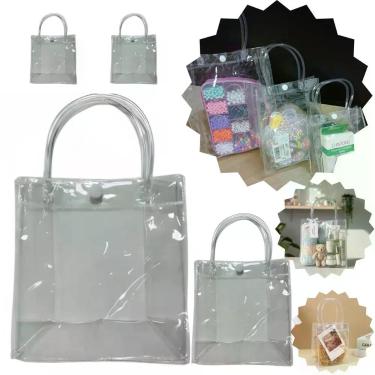 Imagem de Sacola PVC Transparente 25x20cm Com Botão Embalagem Durável para Prese
