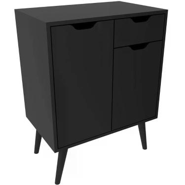 Imagem de Gabinete Para Banheiro 60 Cm 2 Portas 1 Gaveta Meire Preto
