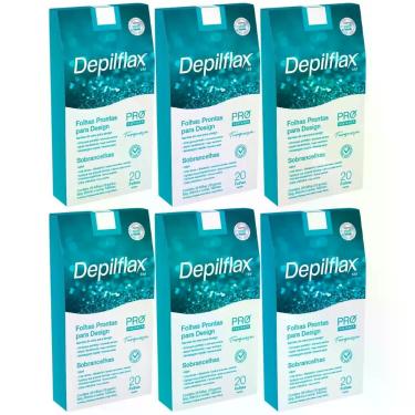 Imagem de Kit 6 Folhas Prontas Design Sobrancelha Depilflax Pro Designer Turques
