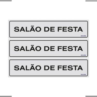 Imagem de Combo 3 Placas De Sinalização Salão De Festa 30x7 Ekomunike - B-523/1 F9e