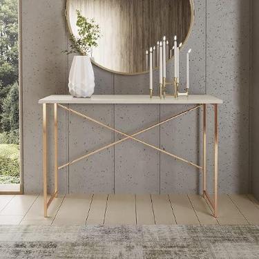 Imagem de Aparador Steel 76 cm Estilo Industrial com Pés em Aço Cor: Cobre/Off White