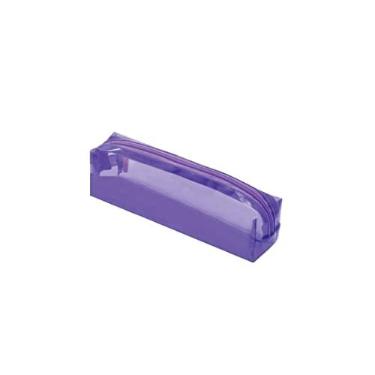 Imagem de Estojo PVC Transparente Quadrado 1 Zíper Roxo, BRW