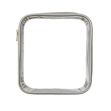 Imagem de Estojo Box Transparente com Zíper, Design Resistente, Amplo Espaço para Organização, Visual Clean, Preto (Prata)