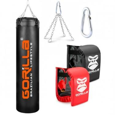 Imagem de Saco Pancada Grande Profissional Boxe Muay Thai 160 cm + 2 Pares de Luvas Bate saco Adulto Gorilla