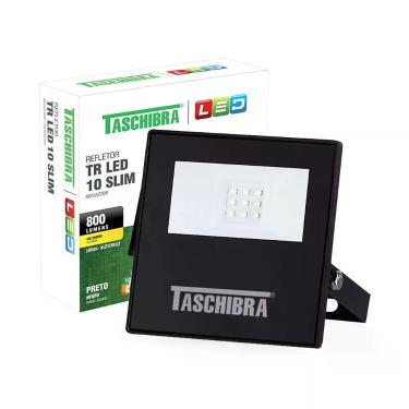Imagem de Refletor Taschibra Led Tr Slim 10W Luz Brnaco Quente 3000K Preto Bivolt