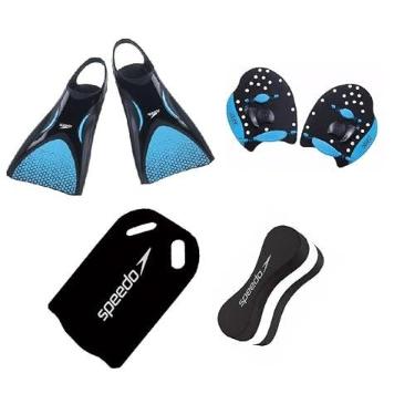 Imagem de Kit Natação Speedo Nadadeira Power Fin + Palmar Power Paddles + Prancha e Flutuador Swim Pé de Pato (Nadadeira GG 43/45 BR- Palmar P)
