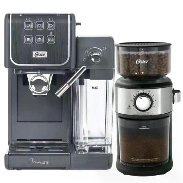 Imagem de Cafeteira Expresso Oster Primalatte Touch com Moedor Precision 18 Níveis Cinza 110V