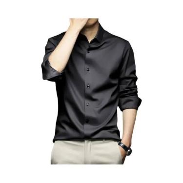 Imagem de Camisa Social Masculina Verde Tamanho Grande 5XL, Não Amassa, Estilo C