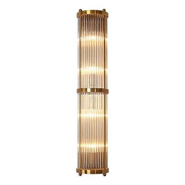 Imagem de Luminária de parede de cristal, luminária de parede pós-moderna, luminária de parede interna de metal dourado, arandelas de parede longas E14, luminárias de penteadeira para quarto, cabeceir