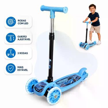 Imagem de Patinete Infantil 3 Rodas Gel Dobrável Com Guidão Ajustável Com LED Me