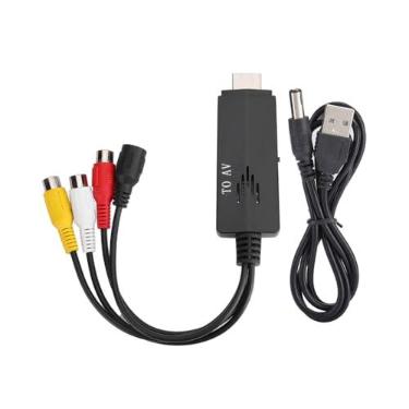 Imagem de Joyzan Conversor macho RCA para HDMI, adaptador de conector de cabo AV CVBS 1080p vídeo áudio CVBS transmissor composto suporta NTSC PAL caixa de saída fêmea TV VHS VCR Blue Ray DVD Player gravador