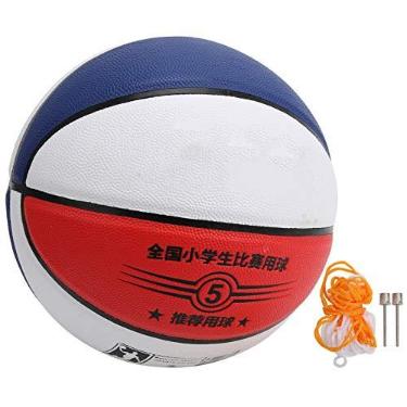 Imagem de Keenso Bola de basquete tamanho 5, couro de poliuretano, multicolorida, equipamento de treinamento de bola para ambientes internos com 2 peças, pino de bola, 1 rede para bola