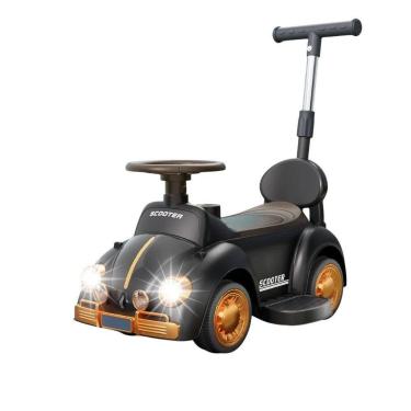 Imagem de Carrinho fusca infantil com luzes e empurrador - Preto - Unitoys