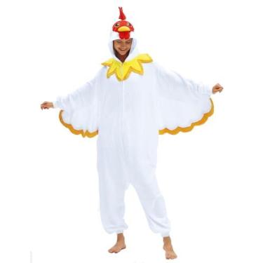 Imagem de vavalad Macacão adulto de galinha branca folgada, fantasia de Halloween de galinha, cosplay, roupa de dormir, Macacão de frango branco, Large