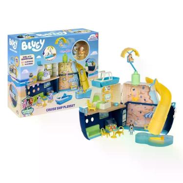Imagem de Playset Bluey Navio de Cruzeiro com Cenário Completo Que Se Abre e Tobogã Aquático 2 Figuras Candide