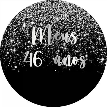 Imagem de Painel De Festa Redondo 1,50x1,50 - Efeito Glitter Prata Caindo Meus 4