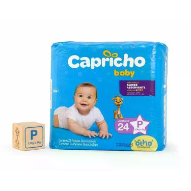 Imagem de Fralda Capricho Baby P 24 Unidades Super Absorvente com Gel Hipoalergê