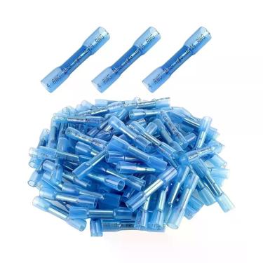 Imagem de Conectores De Fio Isolados E Impermeáveis Azuis, 100 Peças, 16-14 AWG 