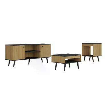 Imagem de Conjunto Sala de Estar Tóquio 3 Peças com Rack para TV Mesa de Centro 