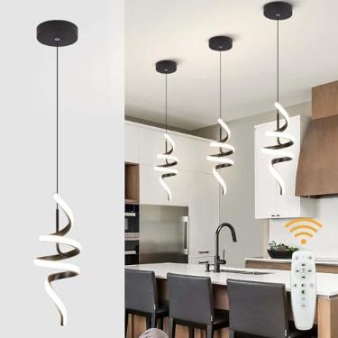 Imagem de Sovinzert Luz pendente moderna regulável 3000-6000K, luz pendente de LED preta para lustres de luminárias de ilha de cozinha, lustres para sala de jantar, 1 pacote