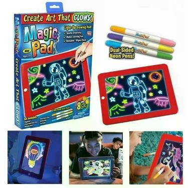 Imagem de Lousa Mágica Lousa Magica de Desenhos 30 Atividades Neon 3D LED Quadro Iluminado Infantil com Tela Colorida e 8 Efeitos