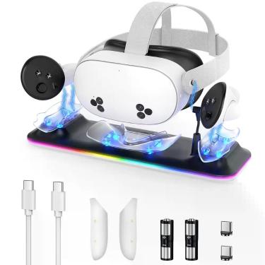Imagem de Dock de Carregamento Kinwin para Meta Quest 3S/3 com Luz RGB