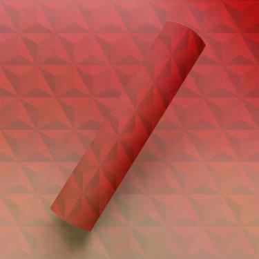Imagem de Papel de Parede Adesivo Lavável Vermelho Efeito Visual 3d Geométrico -