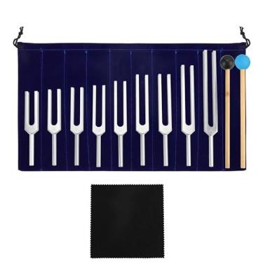 Imagem de KEJJNYER Diapasões para conjunto de cura, conjunto de 9 diapasões, garfo de cura de som médico com martelo (174 Hz, 285 Hz, 396 Hz, 417 Hz, 528 Hz, 639 Hz, 741 Hz, 852 Hz, 963 Hz)