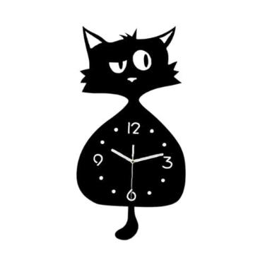 Imagem de Generic Relógio de Parede em Forma de Gato, Relógio Decorativo com Pêndulo Fofo para Cozinha E Quarto Infantil.