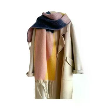Imagem de Cachecol Elegante De Imitação De Cashmere Com Franjas Para Homens E Mu