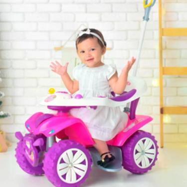Imagem de Carrinho Andador Infantil Sofy Car Style Haste Articulada Apoio de Pés e Braços Rosa Biemme Brinquedos
