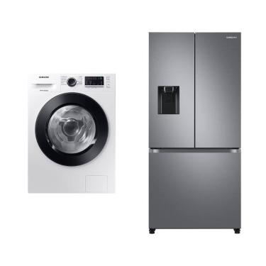 Imagem de Lava e seca Samsung WD11M 120 + Geladeira Samsung RF49 3 Portas Inox c