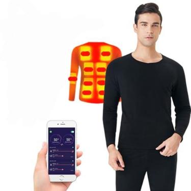 Imagem de SofLuxe Conjunto de roupas íntimas aquecidas elétricas de 20 áreas para homens e mulheres, camiseta e calça quentes com controle de aplicativo de roupas íntimas, camiseta, 2GG