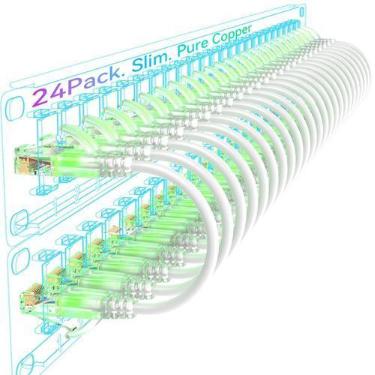 Imagem de Patch Cables Sokqovt Cat6a 6 pés 10G 550 MHz 28AWG, pacote com 24 unid