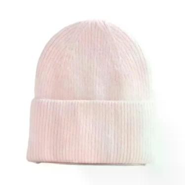 Imagem de Gorro Feminino Azul De Lã Cashmere E Pele De Coelho Angorá, Quente E M