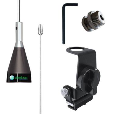 Imagem de Kit Antena Enfeite 1,24m Porta Malas Capu Capo Parafuso Fixação Steelb