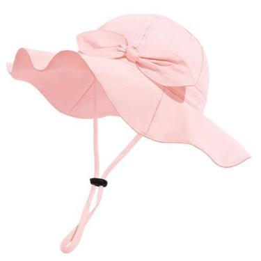 Imagem de Chapéu de bebê DANMY ajustável de aba larga UPF 50+ rosa 2-3 anos