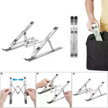 Imagem de Suporte Prateado Dobrável Ergonomico Para Notebook Articulado - FAZA