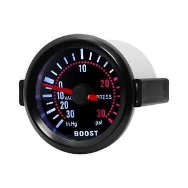 Imagem de Manômetro De Pressão Turbo 52MM PSI BAR Com Lente Fumê -30~30PSI -1~2B