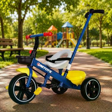 Imagem de Triciclo Infantil com Cadeirinha e Empurrador - Azul - UNITOYS