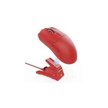Imagem de Mouse Gamer sem Fio Attack Shark X1, Ultraleve, com Base de Carregamento Magnético RGB, Tri-Mode, 40.000 DPI, Sensor Óptico PAW3395 PRO, 6 Botões - Vermelho