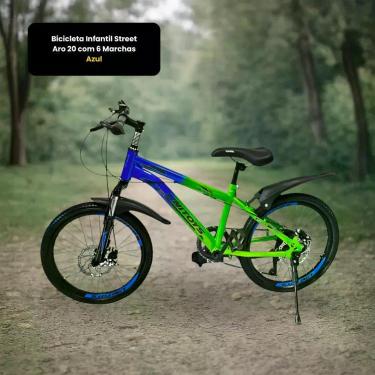 Imagem de Bicicleta Infantil Street Aro 20 com 6 Marchas - Azul - Unitoys